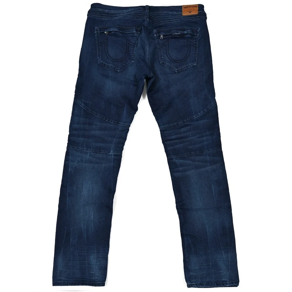 True Religion Men's Rocco Relaxed Skinny Jeans Size 38 Moto Ribbed Biker Hip Hop